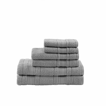 MADISON PARK Adrien Super Soft Cotton Towel Set - Silver, 6 Piece MPE73-662